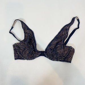 NWOT Victoria's Secret Bra 32C Unlined Plunge Blue Beige B145